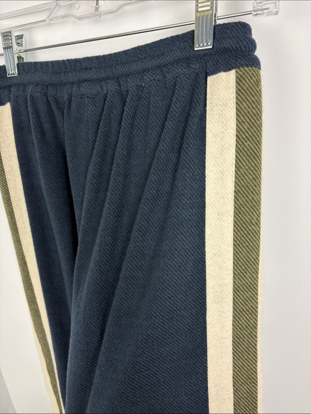 Faherty Legend Lounge Track Pants XS Navy Organic Cotton Wide Leg Side Stripe - Picture 10 of 16